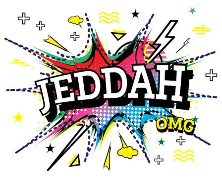 Jeddah Comic Text in Pop Art Style Isolated on White Background. Stock Illustration
