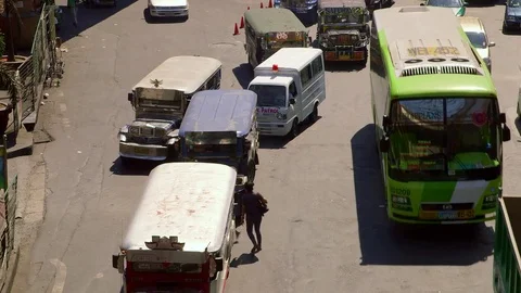 JEEF BUSES CONGESTED TRAFFIC MANILA PHILIPPINES Stock Footage 76662558