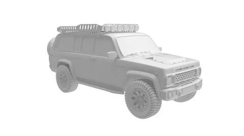Jeep 3D rendering, a 4x4 offroad car automotive computer model isolated on a Stock Illustration