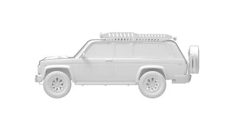 Jeep 3D rendering, a 4x4 offroad car automotive computer model isolated on a Stock Illustration