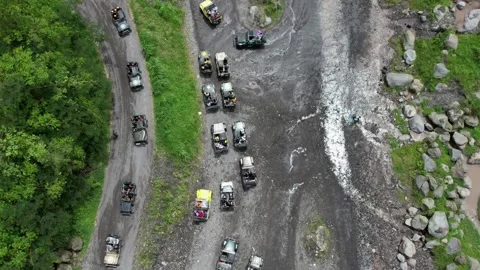 Jeep Adventure on Merapi Volcano Lava Tour, Yogyakarta, Indonesia 動画素材 321648868