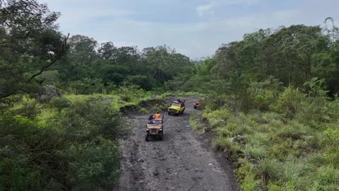 Jeep Adventure on Merapi Volcano Lava Tour, Yogyakarta, Indonesia Stock Footage 322017985