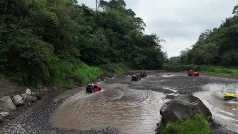 Jeep Adventure on Merapi Volcano Lava Tour, Yogyakarta, Indonesia Stock Footage 322018076