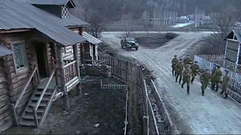 The jeep into barracks Stock Footage 235264229