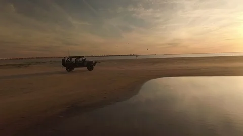 Jeep on a beach Stock Footage 90670642