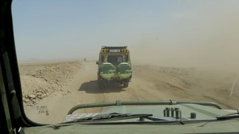 Jeep Car Through Desert Stock Footage 116168024