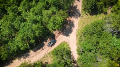 Jeep Drifting Through Sandy Forest Drone Shot Stock Footage 226216646