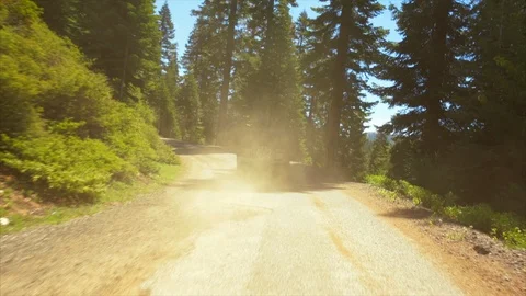 Jeep driving down a dusty forest road. Stock Footage 88369669