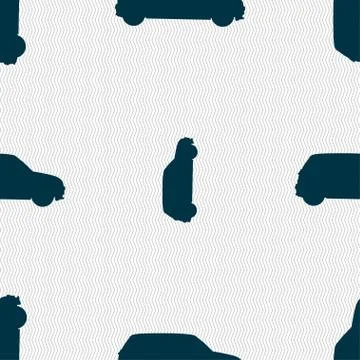 Jeep icon sign. Seamless pattern with geometric texture. Vector Stock Illustration