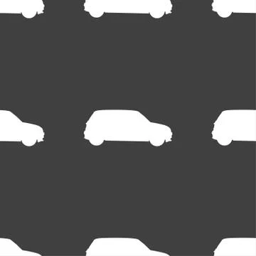 Jeep icon sign. Seamless pattern on a gray background. Vector Stock Illustration