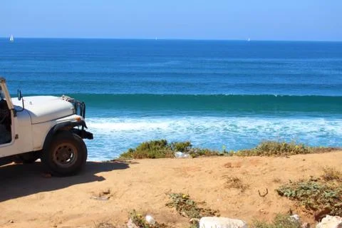 Jeep Looking At Wave 写真素材