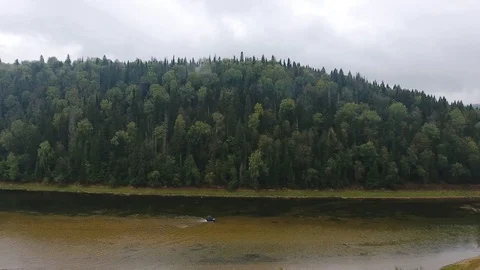Jeep rides the river. Mountain. Forest. Ural. Stock Footage 87036346
