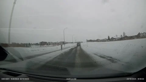 Jeep Slams Into a Light Post Due to Icy Roads, Lethbridge, Alberta, Canada - 24  Video stock 258383333