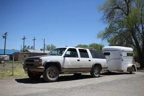 Jeep with trailer Stock Photos