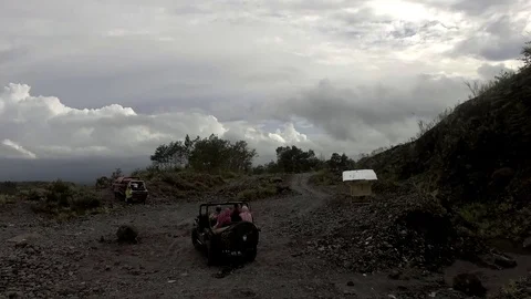 Jeep on volcanic soil Stock Footage 75628903