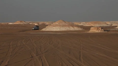 Jeep in the White Desert, Egypt Stock Footage 35852465