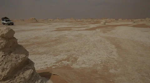 Jeep in the White Desert, Egypt Stock Footage 36128602