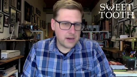 Jeff Lemire is interviewed for new comic book TV series 'Sweet Tooth' - 2021 Video stock 158106205