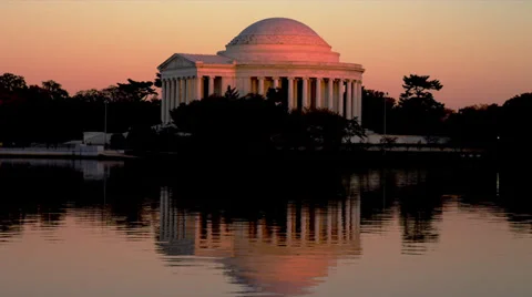 Jefferson Memorial at Dusk Stock Footage 35314965