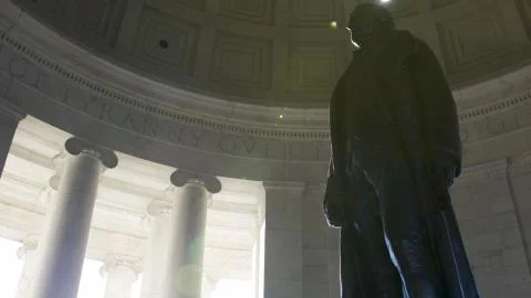 Jefferson Memorial Interior Lower Half of Statue Lens Flare Silloutte Stock Photos
