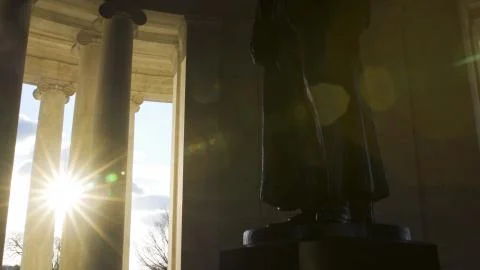 Jefferson Memorial Interior Lower Half of Statue Lens Flare Silloutte Stock Photos