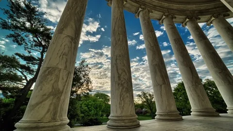 Jefferson Memorial Pillars Sunrise Stock Footage 82390004