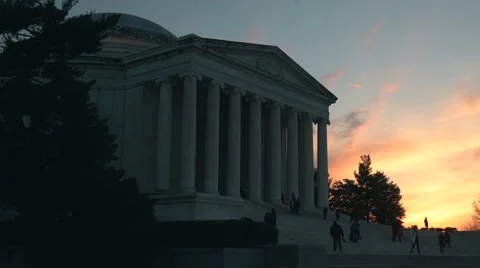 Jefferson Memorial at sunset Stock Footage 60027781