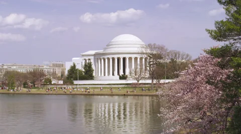 Jefferson Memorial in Washington DC with cherry blossoms Video stock 39947367