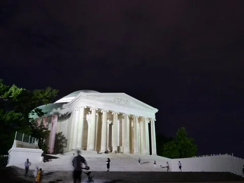 Jefferson Memorial Washington DC Hyperlapse at Night Stock Footage 260427188