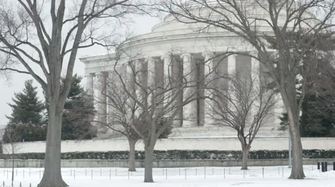 Jefferson Memorial in Winter Stock Footage 49846909