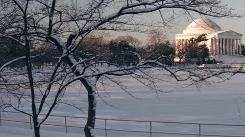 Jefferson Memorial in Winter Stock Footage 49847190