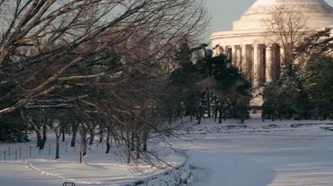 Jefferson Memorial in Winter Stock Footage 49847510