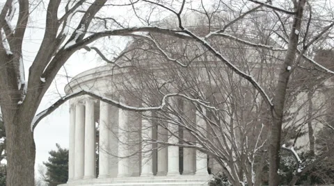 Jefferson Memorial in Winter Stock Footage 49847950