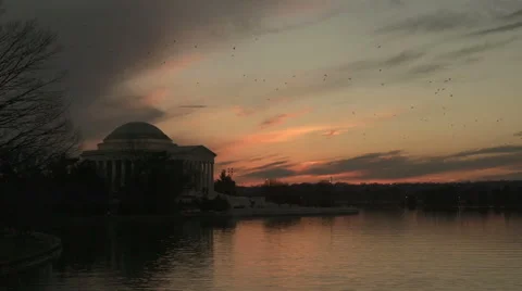 Jefferson Memorial in Winter Stock Footage 60029452