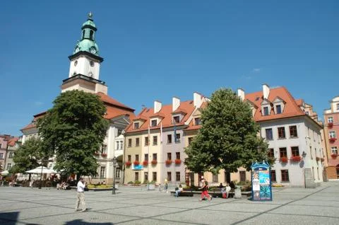 JELENIA GORA, POLAND - AUGUST 16: Marketplace in Jelenia Gora city in Poland. Stock Photos