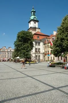 JELENIA GORA, POLAND - AUGUST 16: Marketplace in Jelenia Gora city in Poland. Stock Photos