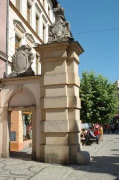 JELENIA GORA, POLAND - AUGUST 16: Street in Jelenia Gora city in Poland. Augu Stock Photos