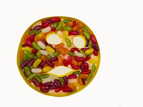 Jelly Bean Face on white background Stock Photos