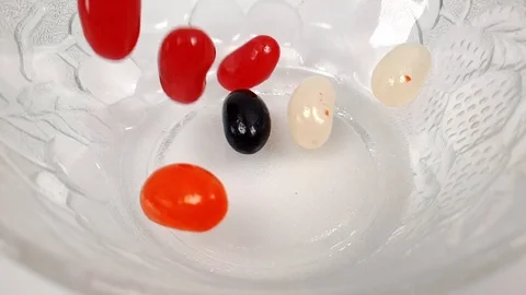 Jelly beans falling in slow motion 240fps Stock Footage 106695274