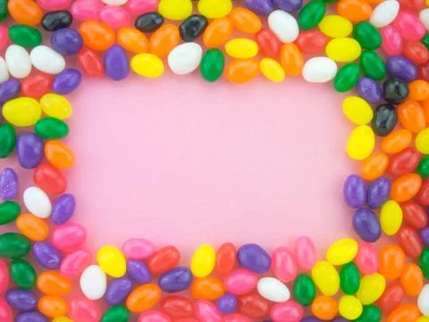 Jelly Beans Frame and Background ( Pink Background ) Foto stock