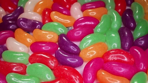 Jelly Beans sweets Closeup Video Stock Footage 185681841