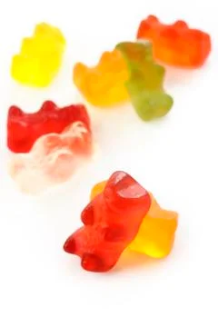 Jelly bears on white background Stock Photos