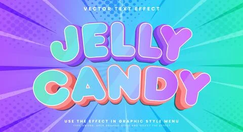 Jelly candy 3d editable text Style Stock Illustration