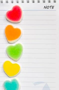 Jelly candy on white note paper Foto stock