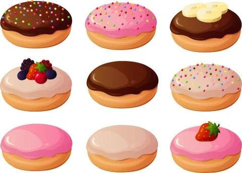 Jelly donuts or berliner Stock Illustration