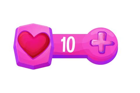 Jelly, fantasy interface template game menu life with heart shape button in 库存插图