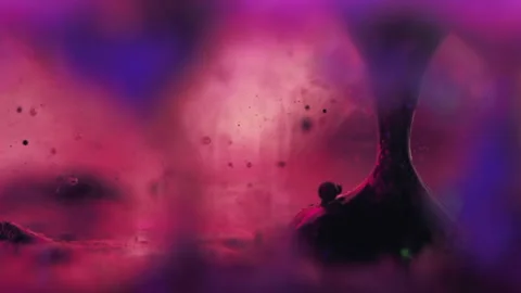 Jelly fluid drop oil bubbles ink water purple gel Stock Footage 255002635