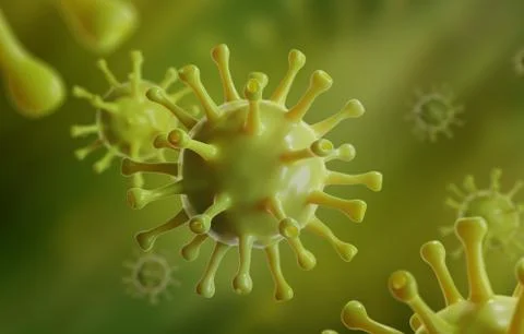 Jelly Green Virus, 3D Render Illustration, Microscopic Dangerous Virus, Dark Gre Ilustración de archivo