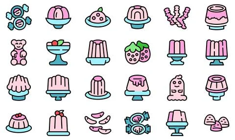 Jelly icons set vector flat Stock Illustration