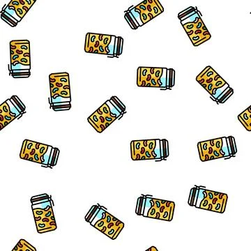 Jelly jar candy gummy vector seamless pattern Stock Illustration